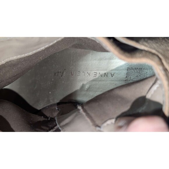 Anne Klein iflex Women's Brown Suede Ankle Boots Block Heel Side Zip sz 8m shoes - Picture 5 of 12